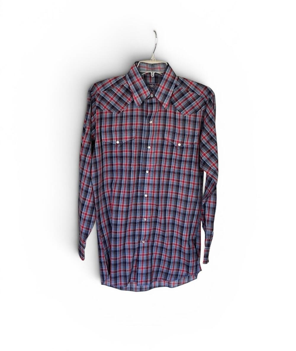 Vintage Panhandle Slim Plaid Pearl Snap Long Sleeve Western Shirt Men’s 15 33